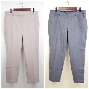 EXPRESS Women's 14 Blue & pink LOT OF 2 PAIRS Slacks Columnist Fit ankle pants